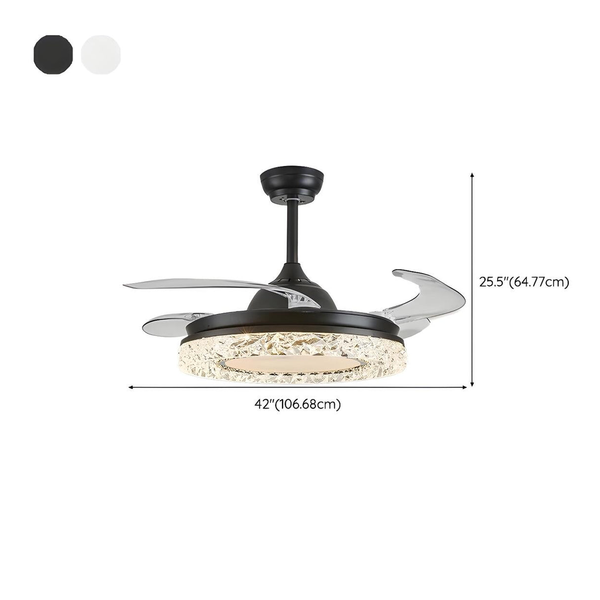 Simple Round Retractable Blade Modern Ceiling Fan Light Image - 18