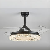 Simple Round Retractable Blade Modern Ceiling Fan Light Image - 3