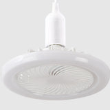 Simple Round White Bladeless Pendant Fan with Light Image - 2