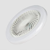 Simple Round White Bladeless Pendant Fan with Light Image - 8