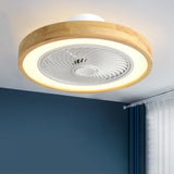 Simple Round Wood Bladeless Ceiling Fan with LED Light Image - 1