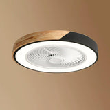 Simple Round Wood Bladeless Ceiling Fan with LED Light Image - 10