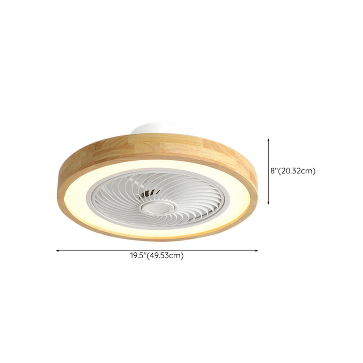 Simple Round Wood Bladeless Ceiling Fan with LED Light Image - 18