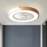 Simple Round Wood Bladeless Ceiling Fan with LED Light Image - 3