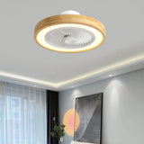 Simple Round Wood Bladeless Ceiling Fan with LED Light Image - 4