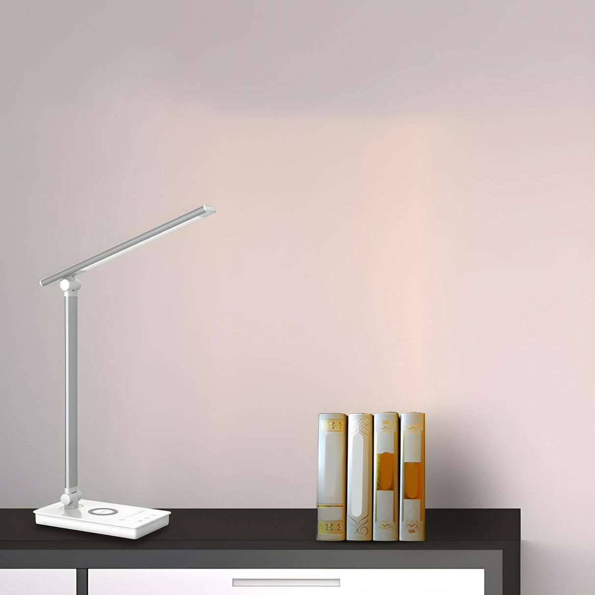 Simple Silver Linear LED Table Lamp with Touch Switch Image - 6