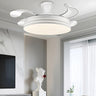 Simple Silver Retractable Blade Drum Ceiling Fan Light Image - 6