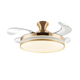 Simple Silver Retractable Blade Drum Ceiling Fan Light Image - 8