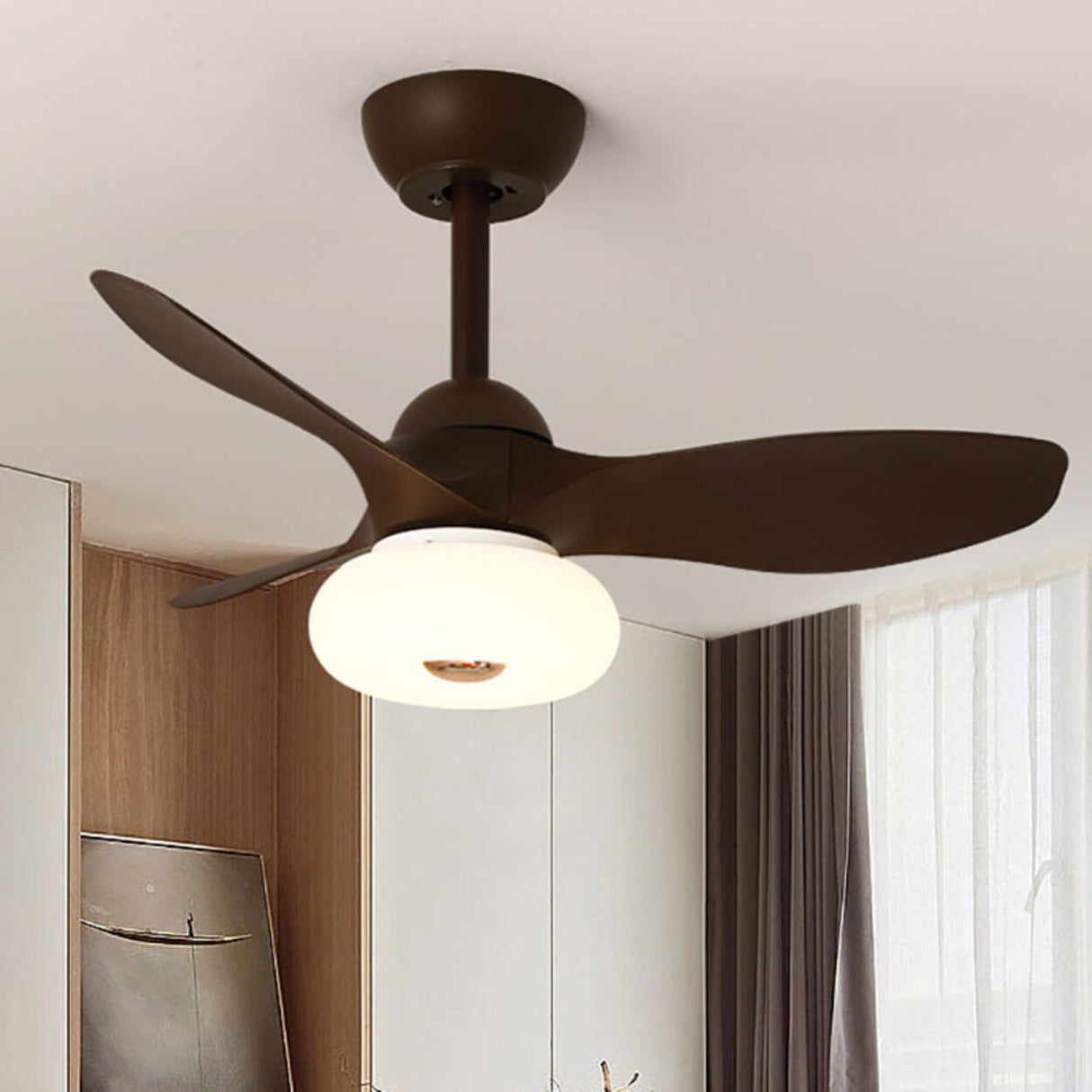 Simple Sleek 3 Blade Remote Control Ceiling Fan Light Image - 3