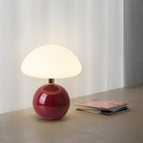 Simple Sleek Green Ceramic Round Base LED Table Lamp Image - 11