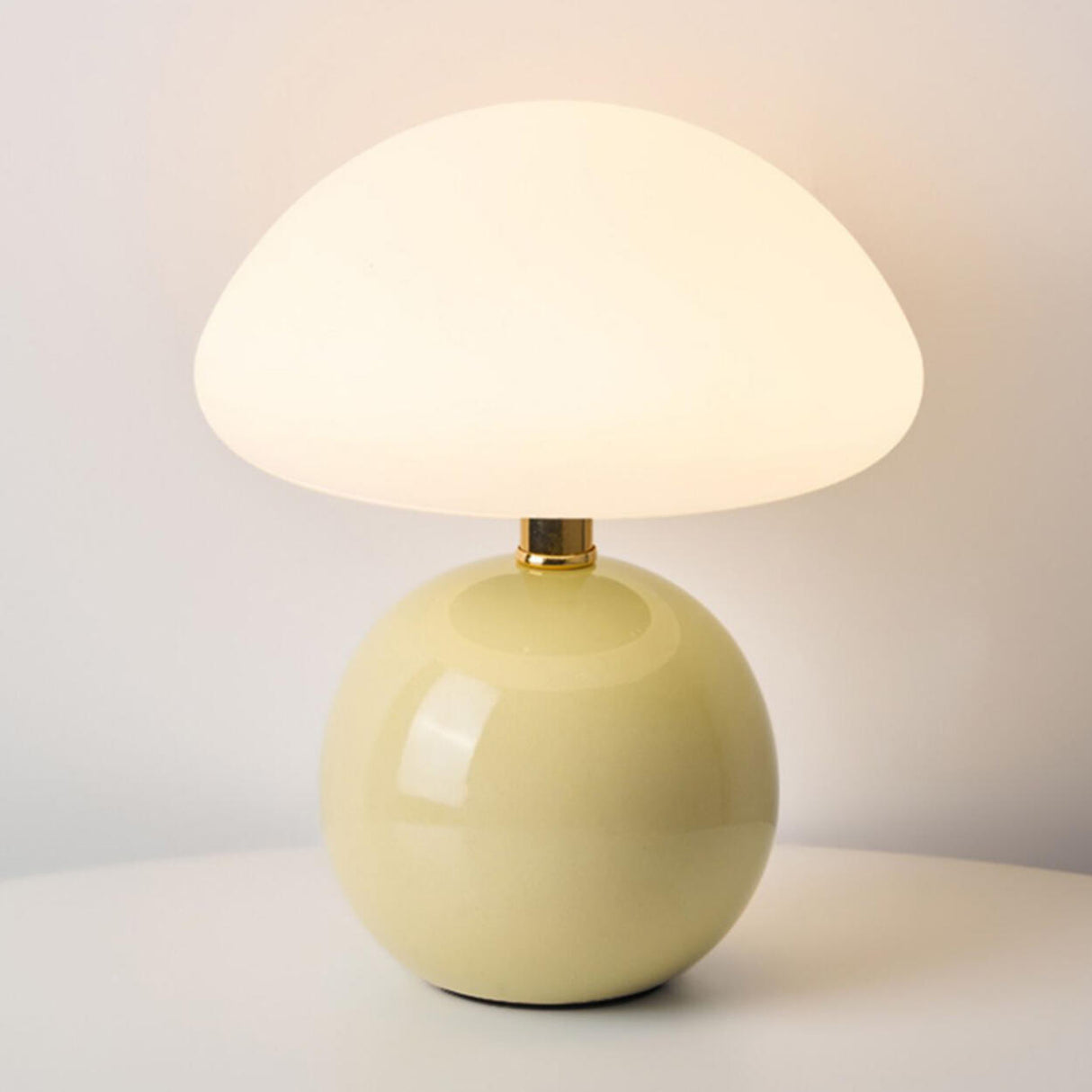 Simple Sleek Green Ceramic Round Base LED Table Lamp Image - 12