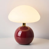 Simple Sleek Green Ceramic Round Base LED Table Lamp Image - 14