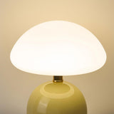 Simple Sleek Green Ceramic Round Base LED Table Lamp Image - 15