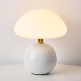 Simple Sleek Green Ceramic Round Base LED Table Lamp Image - 4