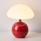 Simple Sleek Green Ceramic Round Base LED Table Lamp Image - 6