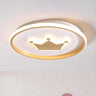 Simple Small Gold Round Crown LED Flush Mount Light Image - 1