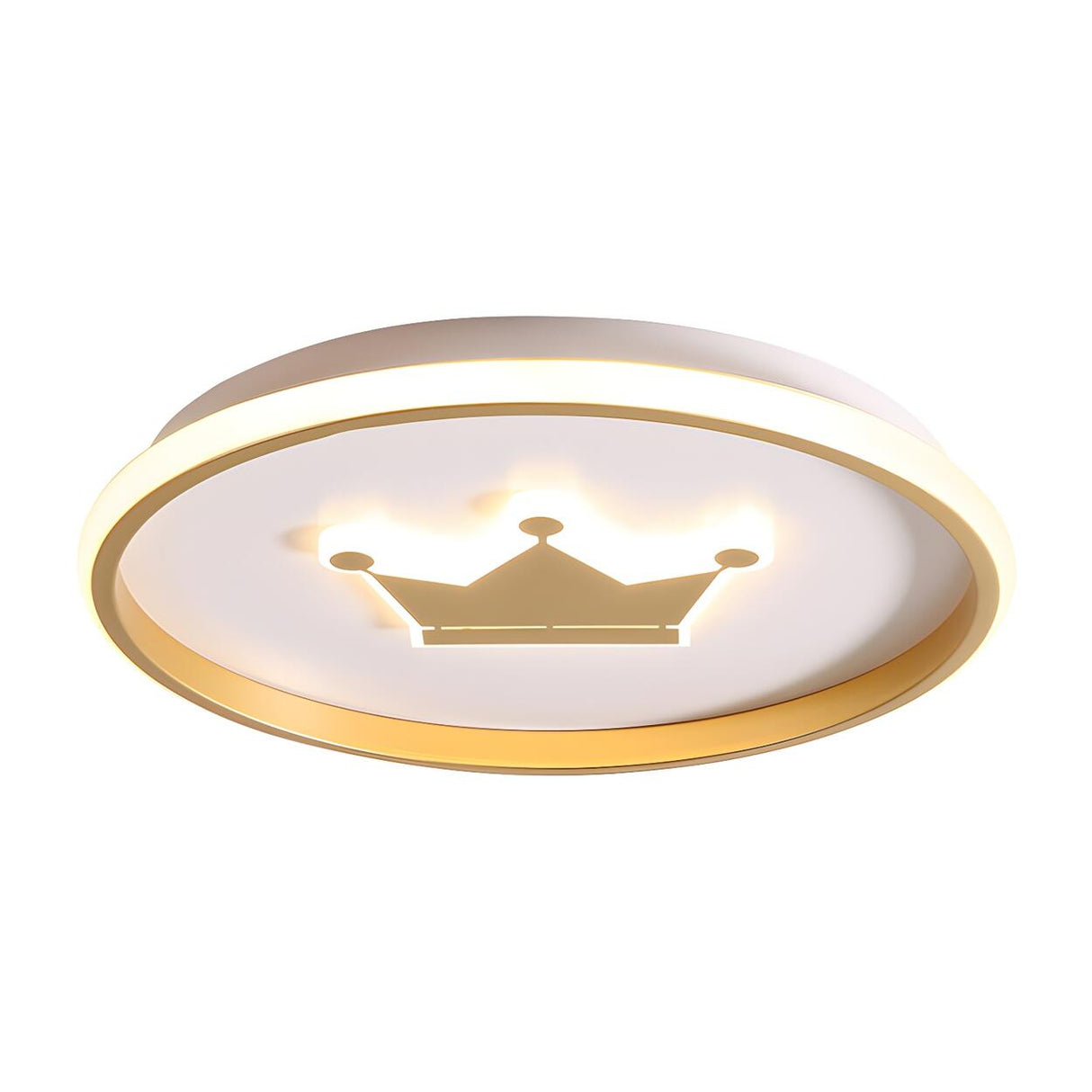 Simple Small Gold Round Crown LED Flush Mount Light Image - 3