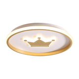 Simple Small Gold Round Crown LED Flush Mount Light Image - 3