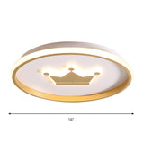 Simple Small Gold Round Crown LED Flush Mount Light Image - 4