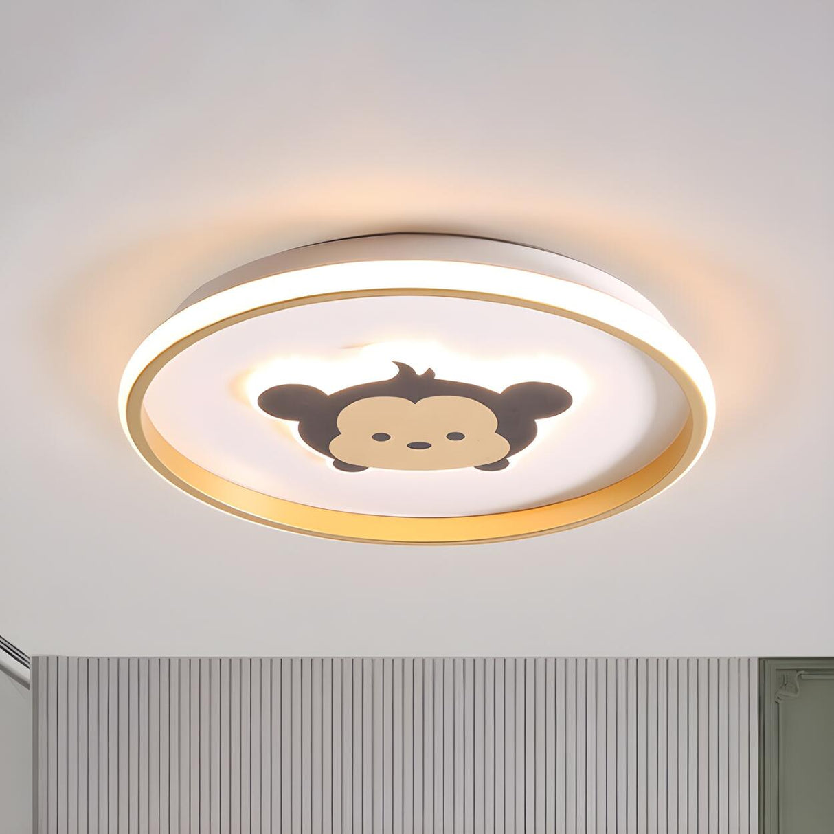 Simple Small Gold Round Crown LED Flush Mount Light Image - 5