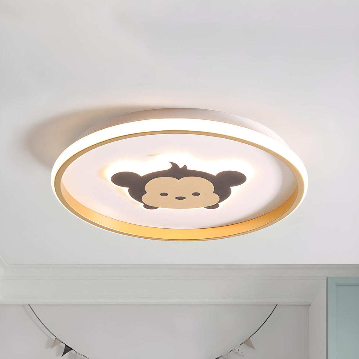 Simple Small Gold Round Crown LED Flush Mount Light Image - 6