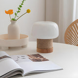 Simple Small White Glass Shade Rope-Wrapped Table Lamp Image - 10