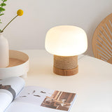 Simple Small White Glass Shade Rope-Wrapped Table Lamp Image - 3