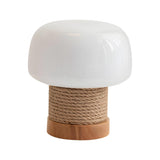 Simple Small White Glass Shade Rope-Wrapped Table Lamp Image - 6