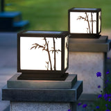 Simple Solar Bamboo Pattern Square Outdoor Garden Lamp Image - 1