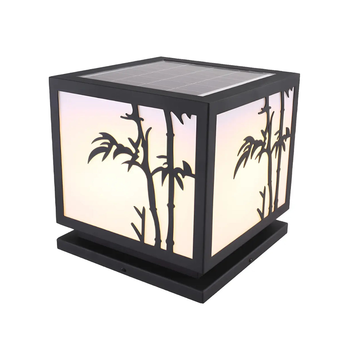 Simple Solar Bamboo Pattern Square Outdoor Garden Lamp Image - 3