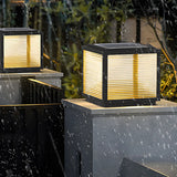 Simple Solar Cube Metal Frame Outdoor Gate Table Lamp Image - 12