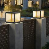 Simple Solar Cube Metal Frame Outdoor Gate Table Lamp Image - 16