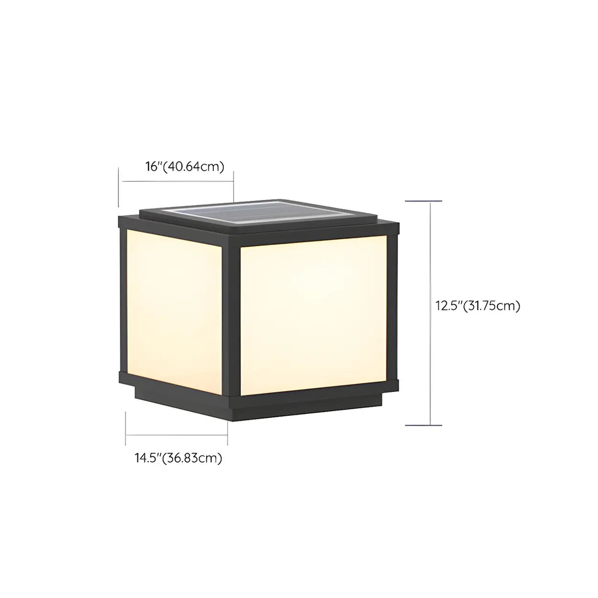 Simple Solar Cube Metal Frame Outdoor Gate Table Lamp 