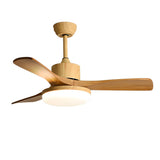 Simple Solid Wood 3 Blade Modern Ceiling Fan with Light Image - 10