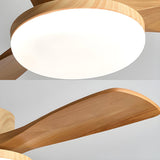 Simple Solid Wood 3 Blade Modern Ceiling Fan with Light Image - 13