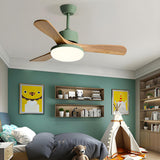 Simple Solid Wood 3 Blade Modern Ceiling Fan with Light Image - 14