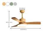 Simple Solid Wood 3 Blade Modern Ceiling Fan with Light #size