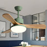 Simple Solid Wood 3 Blade Modern Ceiling Fan with Light Image - 3