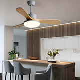 Simple Solid Wood 3 Blade Modern Ceiling Fan with Light Image - 8