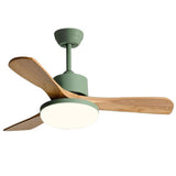 Simple Solid Wood 3 Blade Modern Ceiling Fan with Light Image - 9