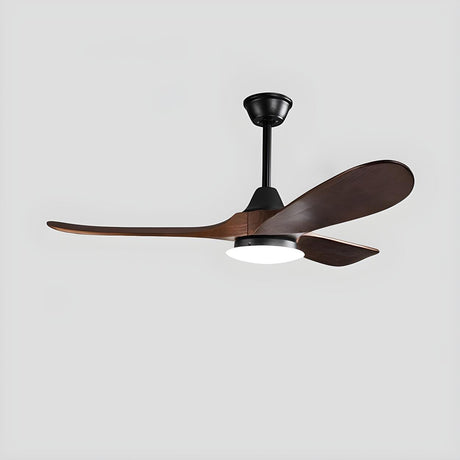 Simple Solid Wood 3 Blade Walnut Ceiling Fan with Light Image - 2