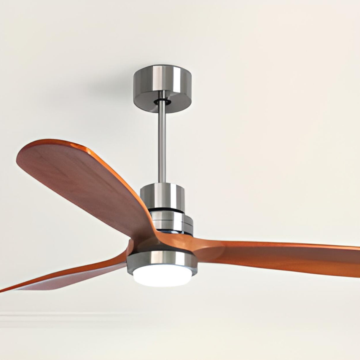 Simple Solid Wood 3 Blades LED Ceiling Fan with Light Image - 10