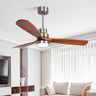 Simple Solid Wood 3 Blades LED Ceiling Fan with Light Image - 2