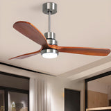 Simple Solid Wood 3 Blades LED Ceiling Fan with Light Image - 4