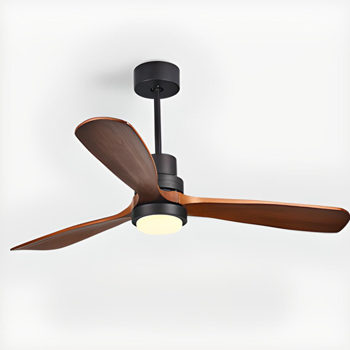 Simple Solid Wood 3 Blades LED Ceiling Fan with Light Image - 6