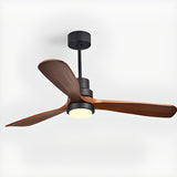 Simple Solid Wood 3 Blades LED Ceiling Fan with Light Image - 6