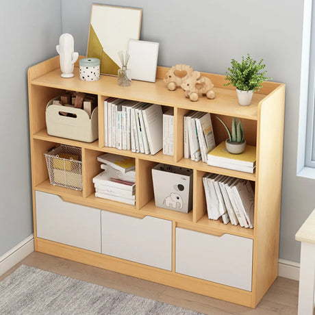 Simple Solid Wood Modern Rectangular Wide Bookcase Image - 1