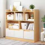 Simple Solid Wood Modern Rectangular Wide Bookcase Image - 13