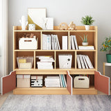 Simple Solid Wood Modern Rectangular Wide Bookcase Image - 2