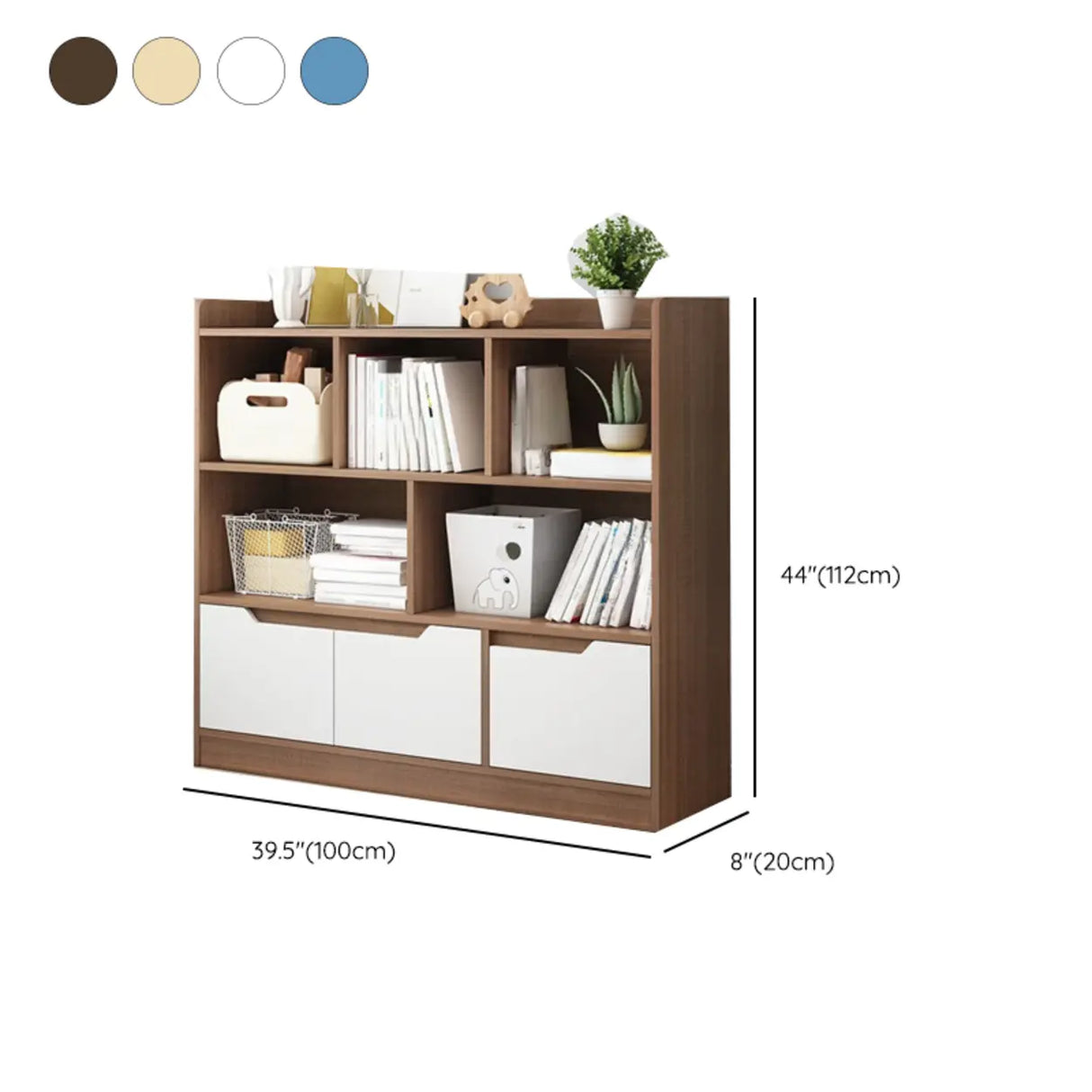 Simple Solid Wood Modern Rectangular Wide Bookcase Image - 27